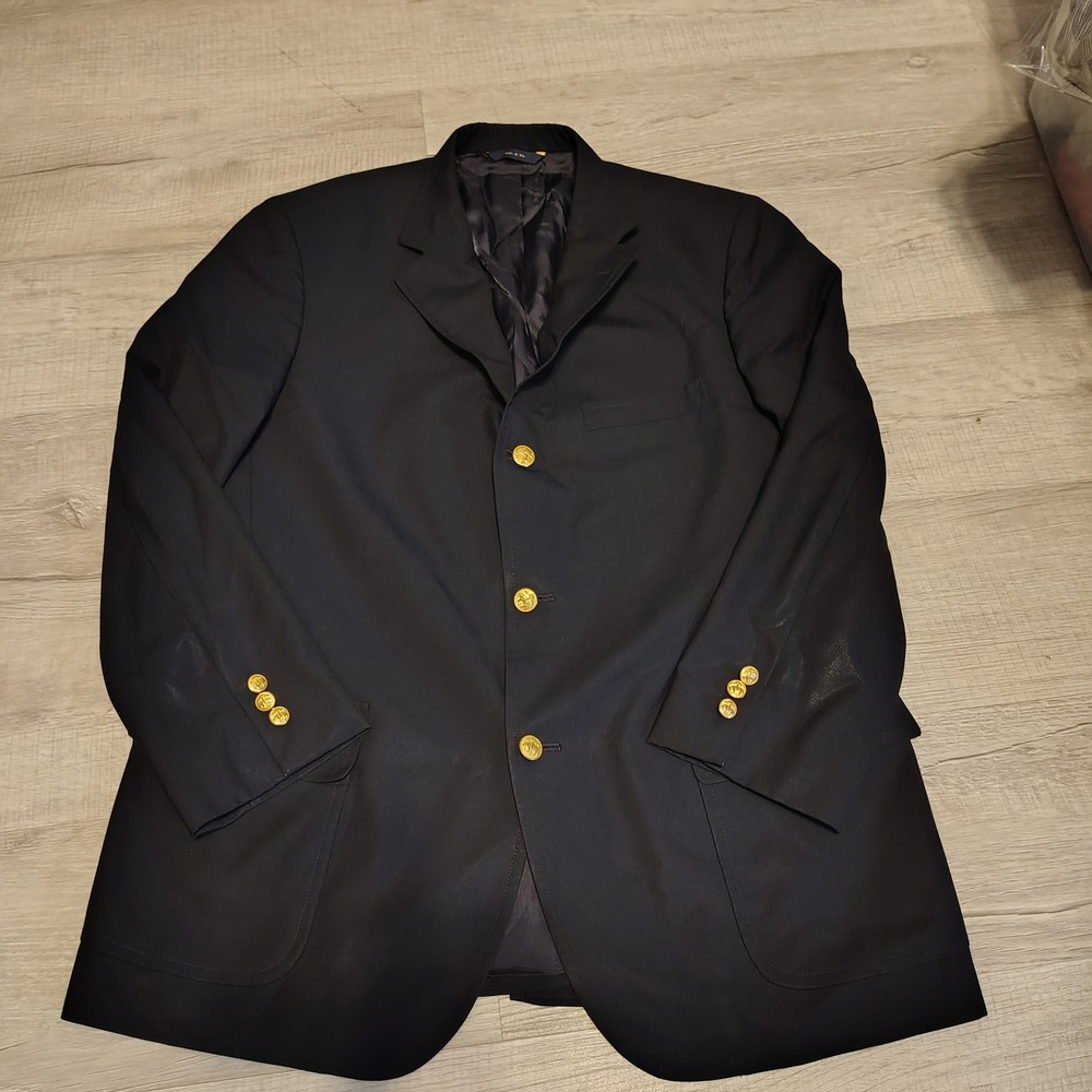 Brooks Brothers 1818 Madison Navy Blue Loro Piana Wool Blazer 42S Gold Buttons
